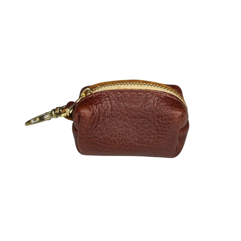 Portland Leather Goods Dopp Keychain Nutmeg Brown Mini Leather Zip Pouch New